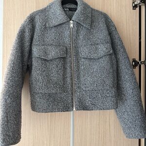 Zara Women's Gray Teddy Jacket